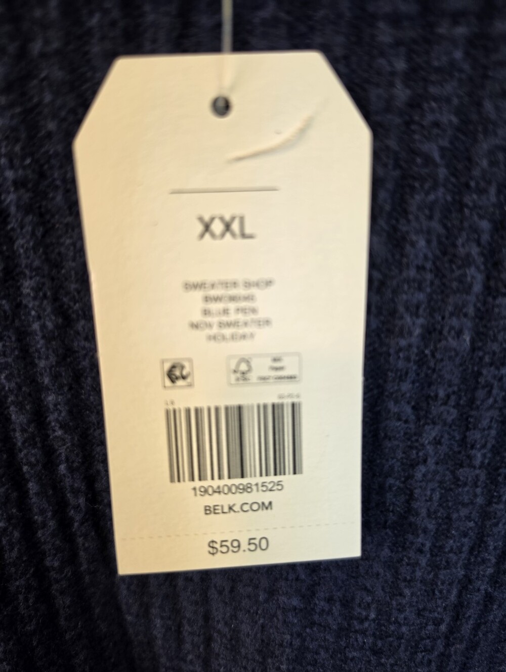 Wonderly NWT XXL Navy Blue Layered Look Oversized Sweater Top White Hem - Picture 5 of 6